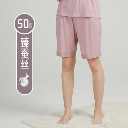 [Qingdao Jishuang Knitting] Women's Mulberry Silk Homewear Shorts Pajamas Modal Thin Pajamas Five-Point Pants Summer