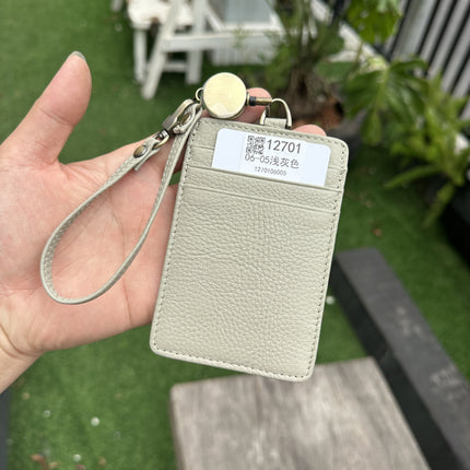Fashion Genuine Leather Hangtag One-sided ID badge Wrist Wear Drawable Waist Card Bag Japanese and Korean Work Card Set