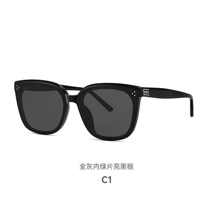25 New Models of Gm Square-Frame Sunglasses with a High-End Feel, Retro Style, Suitable for Large Faces, Slimming Effect, Uv Protection for Driving, Model 9171