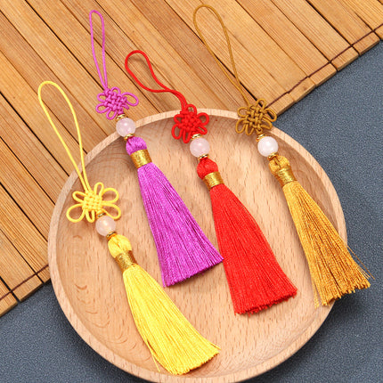 Tassel Spike Chinese Knot Mini Pendant Nylon Jade Line Vertical Ice Silk Constant DIY Sachet Folding Fan Hanging