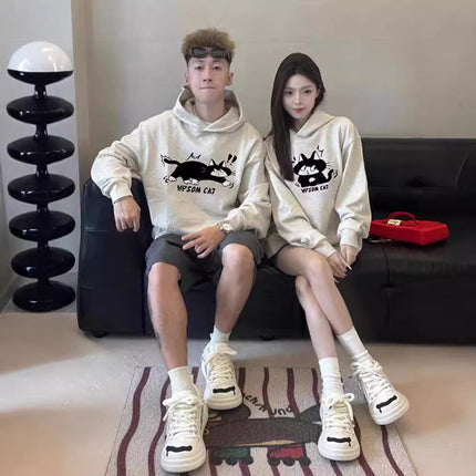 High-End Men's and Women's Long-Sleeved Ins-Style Tops, Special Couple Wear, Autumn and Winter Velvet Hooded Sweatshirts, Trendy Brand Class Uniforms