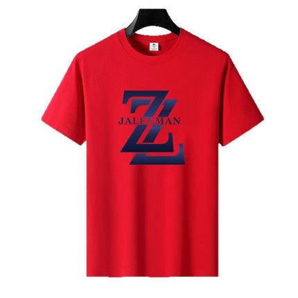 New Heavy Men's Fashion Pure T-Shirt Cotton Letter All-match Breathable Short Sleeve Round Neck Fashion Loose Printed Half Sleeve