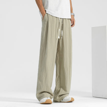 Autumn Men's Casual Pants 2026 New Wide-Leg Sweatpants Straight-Leg Cotton-Linen Sports Pants Men's Trousers