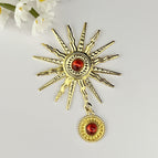 Golden sunflower red beads