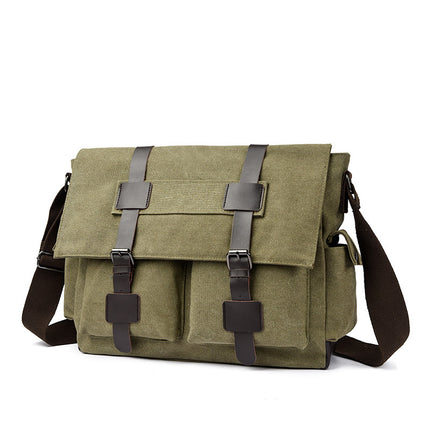 Korean Style Canvas Crossbody Bag Trendy Shoulder Bag Men's Large Capacity Student Computer Bag Camera Bag Large Factory Direct Sale