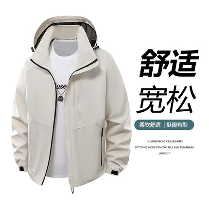 Foreign Trade Autumn and Winter New Couple Jackets Outdoor Leisure Mountaineering Clothing Waterproof Windproof Jacket with Removable Hood