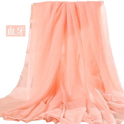 Simulated Silk Scarf Women's Long Oversized Red Gauze Scarf Sun Protection Shawl Beach Towel Catwalk Performance Pure Color Thin Section