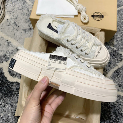 Wu Jianhao's 2025 New Canvas Shoes White Small Fragrant Beggar Shoes Men's and Women's Casual Height-Increasing Half-Slip Shoes