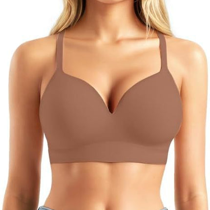 Popilush Women's Bra Wireless Supportive Push-Up Bra Wireless Full Coverage Plus Size T-Shirt Bra
