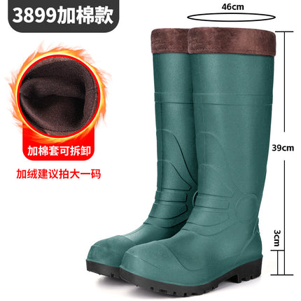 Men's High Rain Shoes Thickened Frosted Green Rubber Shoes Outer Wear Yellow Wading Boots Workers' Shoes Farming Water Shoes Rain Boots Men's Shoes