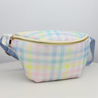 Rainbow plaid waist bag-l size