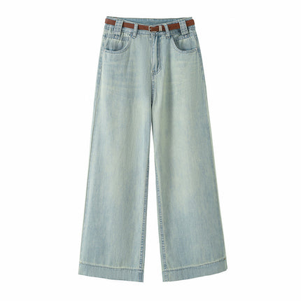 Loose Wide-Leg Granny Pants Summer New Cool Drape Soft Thin Material Petite Cropped Straight-Leg Jeans