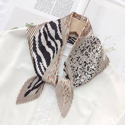 New wrinkled small square scarf female Korean imitation silk printed wrinkled small scarf Joker scarf decorative scarf wholesale