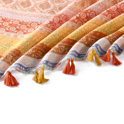 Korean New Colorful Ethnic Style Bali Yarn Long Scarf Artistic Fresh Cotton and Linen Scarf Color-matching Printed Beach Towel