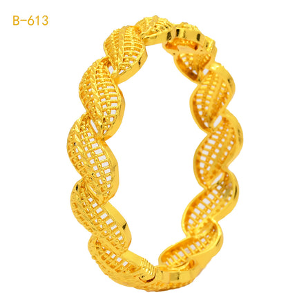 Cross-Border fashion Vietnam Gold hollow bracelet vacuum plating 24k not easy to fade wedding vintage carved bracelet