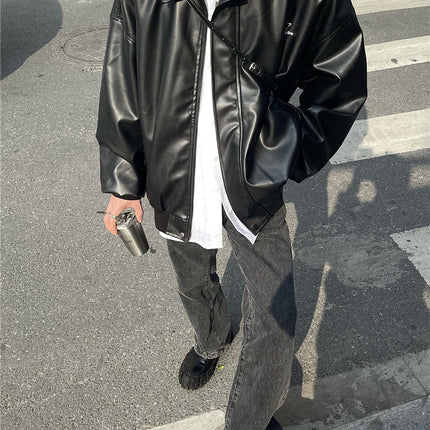 Men's Leather Jacket Autumn and Winter American Style Trendy Streetwear Stylish Jacket with Unique Design for Couples Biker Jacket