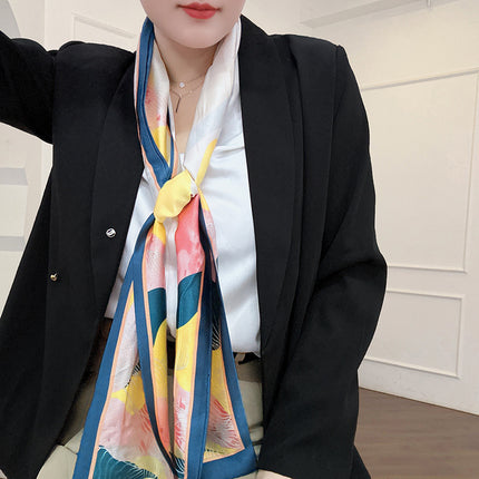 Spring and Summer New Double-layer New Silk Satin Neck Protection Scarf Women's Autumn and Winter Matching Shirt Elegant All-match Scarf