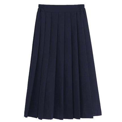 Spring 2024 women's basic jk uniform skirt a-line elastic waist navy blue pleated skirt college style
