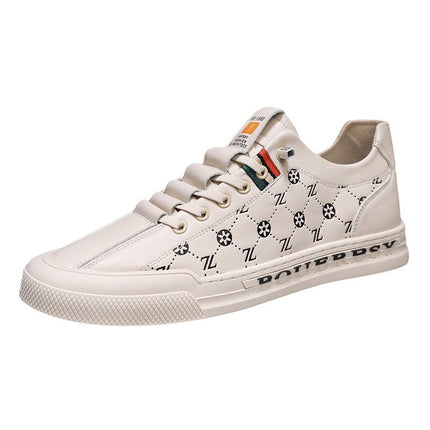 Bee and Wolf Flagship Store European Style Autumn and Winter New Men's Sneakers Casual Trendy Leather Shoes White Office Slip-On Shoes