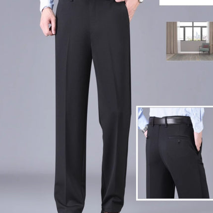 Middle-aged and Elderly Men's Casual Pants Business Straight Pants Spring and Autumn Elastic Loose Pants Middle-aged Men's Pants Dad's Pants