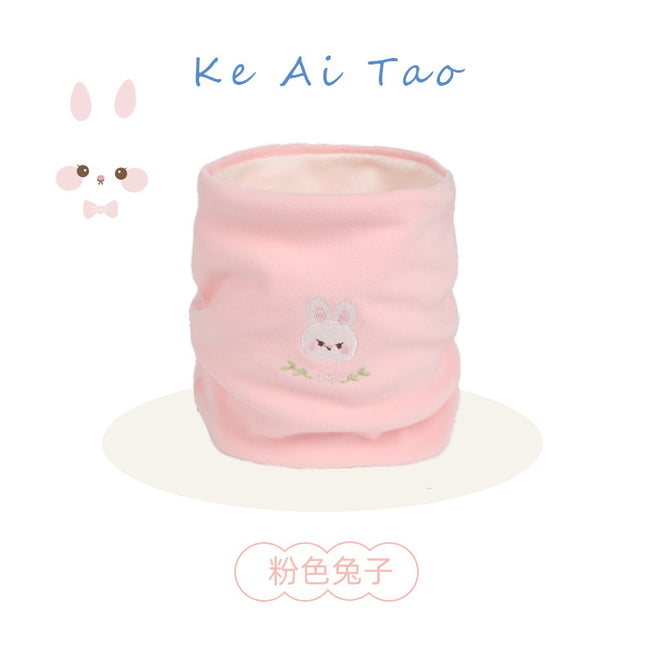 Cute Taobao baby collar autumn and winter fleece-lined thickened children's scarf outdoor windproof scarf pullover de Velvet cartoon