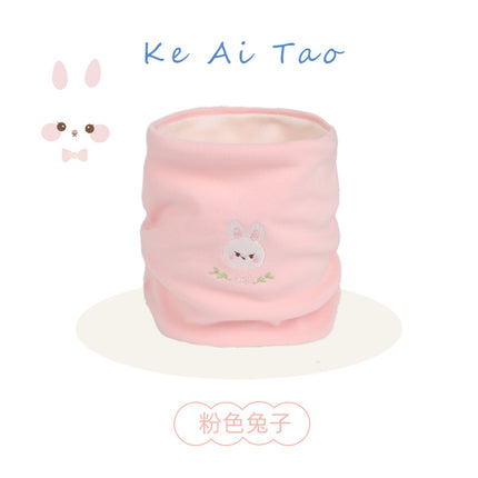 Cute Taobao baby collar autumn and winter fleece-lined thickened children's scarf outdoor windproof scarf pullover de Velvet cartoon