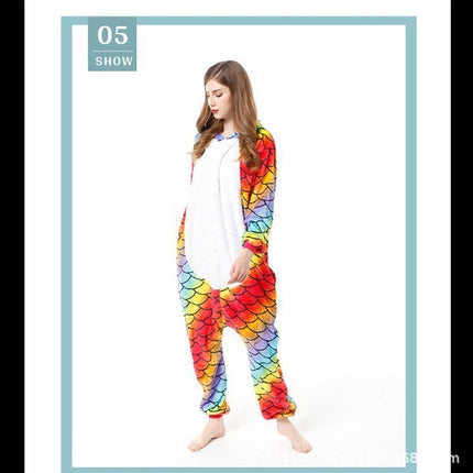 Mixed batch autumn and winter flannel cartoon one-piece pajamas home performance clothes toilet version adult home clothes pajamas