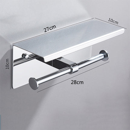 Stainless Steel Toilet Paper Towel Holder Mobile Phone Storage Rack Toilet Toilet Paper Box Public Punch-Free Roll Paper Towel Box