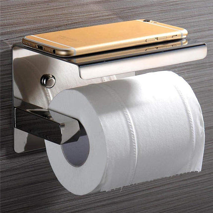 Stainless Steel Toilet Paper Towel Holder Mobile Phone Storage Rack Toilet Toilet Paper Box Public Punch-Free Roll Paper Towel Box