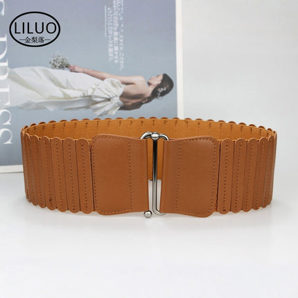 Women's Wide Black Elastic Waist Belt Simple Decoration with Dress Sweater down Jacket Coat Belt Wholesale
