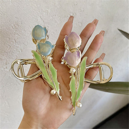 Japanese and Korean Alloy Grabber Streamers Double-Ended Twist Tulip Hairpin Girl Heart Flower Edge Clip Popular Head Accessories