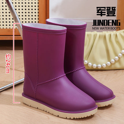 Women's Mid-Calf Rain Boots, Winter Thickened Waterproof Shoes, Outdoor Warm Rubber Shoes, Rain Boots, Labor Protection Work Wear-Resistant Water Boots for Women