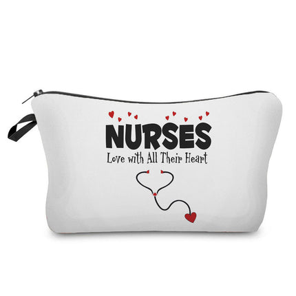 Trendy hot nurse English printing storage bag travel cosmetic bag creative fashion pencil case