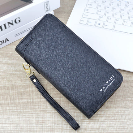 Wallet Women's Long Zipper Wallet Women's Simple Wallet Large Capacity Clutch Litchi Pattern Soft Wallet Mobile Phone Bag