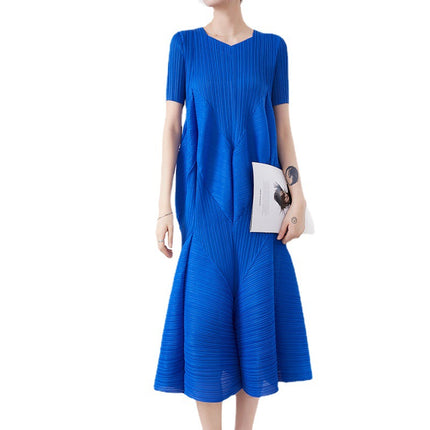 French style light luxury cold style women's clothing High sense dress design pleated profile short sleeve cake princess skirt