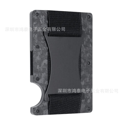 Cross-border Forged Carbon Pattern Card Holder RFID Metal Card Holder Red Forged Carbon Blue Forged Carbon Men's Minimalist Ultra-thin Wallet