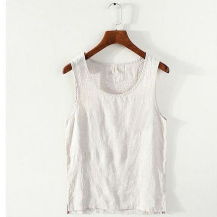 European goods ~ original list, selection of new men's yarn-dyed linen vest youth loose breathable bottoming summer shipment