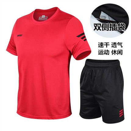 Sports suit men's casual clothing summer quick dry breathable outdoor morning exercise short sleeve basketball running training shorts wholesale