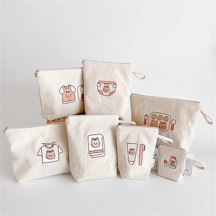 ins children's canvas storage bag kindergarten baby preparation bag waterproof travel cosmetics storage baby classification