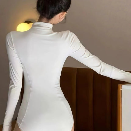 New Diving and Surfing Snorkeling Suit Women's Sick Chubby plus size Conjoined Triangle Long Sleeve Conservative Sun Protection Swimsuit Slim Fit