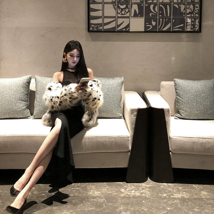 2025 New Socialite dress Cross-border Light Luxury Long Dress Heavy Industry Nail Drill Slim Fit Hip Party Dress