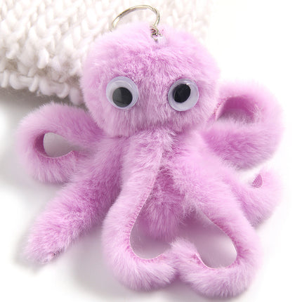 New creative octopus fur ball keychain cute octopus marine life plush doll bag hanging accessories