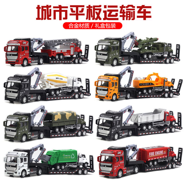Alloy Pull-Back Trailer Truck Toy Fire Military Engineering City Container American Transporter 45 Styles Kids Wholesale / Camion Remorque Alliage Pull-Back Jouet Pompier Militaire Génie Urbain Container Américain Transporteur 45 Styles Enfant Gros