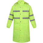 Fluorescent green multi-strip long raincoat / M