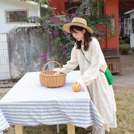 Mori Style Sweet Crewneck Pullover Floral dress Slimming Casual plus size Slimming Niche Design Long Dress New