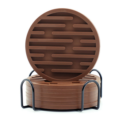 Silicone Coaster 10cm Round Heat Insulation Mat Marble Coffee Coaster Mat Anti-Perm Mat Set Storage Striped Drain