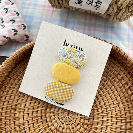 Korean-Style Fabric Children's Hair Accessory Small Oval Floral Bb Clip Fresh Versatile Baby Hairpin Hair Ornament Bangs Hair Clip