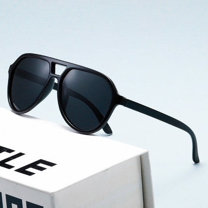 Cross-Border European and American Large-Frame Polarized Sunglasses for Women with Double Bridge, Trendy and Versatile Sunglasses, Casual Men's and Women's Toad Sunglasses