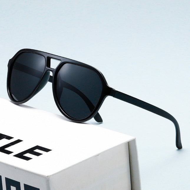 Cross-Border European and American Large-Frame Polarized Sunglasses for Women with Double Bridge, Trendy and Versatile Sunglasses, Casual Men's and Women's Toad Sunglasses