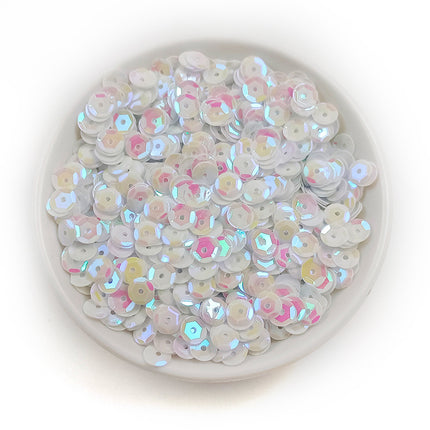 6MM round curved surface hole PVC sequins jewelry accessories concave and convex surface wholesale flat bottom hexagonal sewing clothing beads